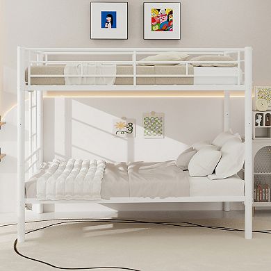 GOODSILO Twin Over Twin Metal Bunk Bed Frame with Ladder & Safety Rails, Converts to Separate Beds