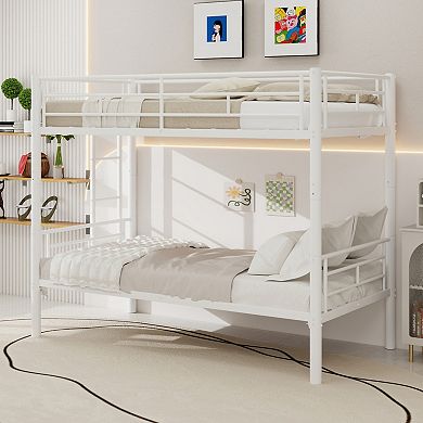 GOODSILO Twin Over Twin Metal Bunk Bed Frame with Ladder & Safety Rails, Converts to Separate Beds