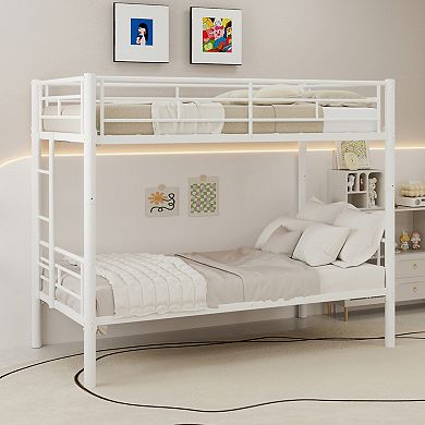 GOODSILO Twin Over Twin Metal Bunk Bed Frame with Ladder & Safety Rails, Converts to Separate Beds