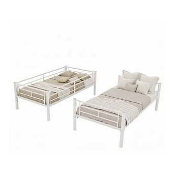 GOODSILO Twin Over Twin Metal Bunk Bed Frame with Ladder & Safety Rails, Converts to Separate Beds