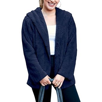 Women's Fluffy Fleece Teddy Faux Fur Coat Jacket with Hoodie for Everyday Wear