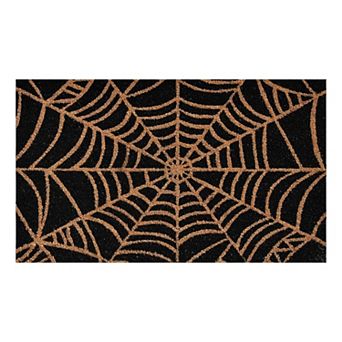 HomeRoots 17" X 29" Black And Natural Halloween Halloween Outdoor Coir Door Mat