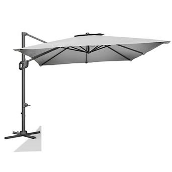 10FT Heavy Duty Cantilever Umbrella with Base: 360° Rotation Square Single Top for Backyard & Pool