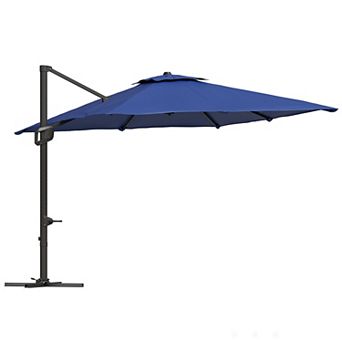 10FT Heavy Duty Cantilever Umbrella with Base: 360° Rotation Square Single Top for Backyard & Pool