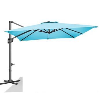 10FT Heavy Duty Cantilever Umbrella with Base: 360° Rotation Square Single Top for Backyard & Pool