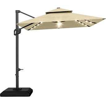 10ft Hanging Market Cantilever Patio Umbrella for Backyard,Poolside,Lawn and Garden,Polyester Shade