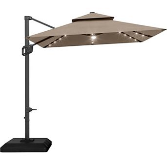 10ft Hanging Market Cantilever Patio Umbrella for Backyard,Poolside,Lawn and Garden,Polyester Shade