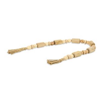 HomeRoots 40" Brown Wood Beads And Rope Decorative Tassel