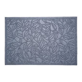 HomeRoots 24" X 36" Gray Botanical Leaves Outdoor Polypropylene Door Mat
