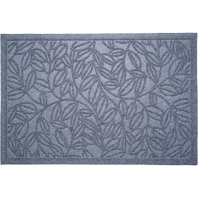 HomeRoots 24" X 36" Gray Botanical Leaves Outdoor Polypropylene Door Mat
