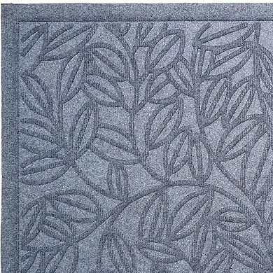 HomeRoots 24" X 36" Gray Botanical Leaves Outdoor Polypropylene Door Mat