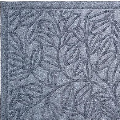 HomeRoots 24" X 36" Gray Botanical Leaves Outdoor Polypropylene Door Mat