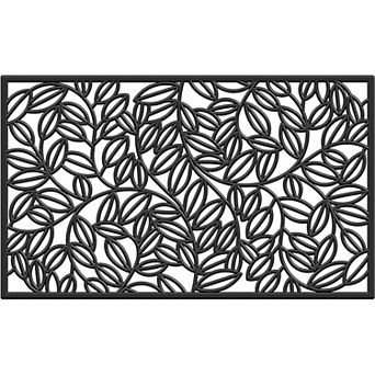 HomeRoots 24" X 36" Black Rubber Botanical Leaves Outdoor Door Mat