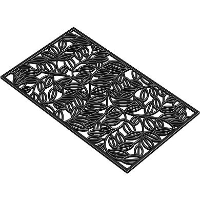HomeRoots 24" X 36" Black Rubber Botanical Leaves Outdoor Door Mat