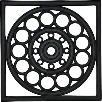 HomeRoots 16" X 16" Black Square Outdoor Rubber Door Mat