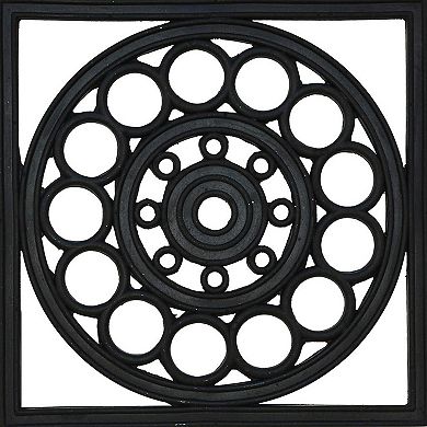 HomeRoots 16" X 16" Black Square Outdoor Rubber Door Mat