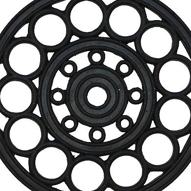 HomeRoots 16" X 16" Black Square Outdoor Rubber Door Mat