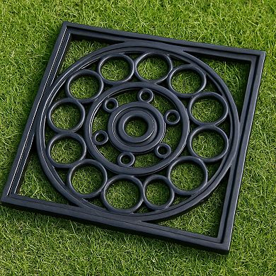 HomeRoots 16" X 16" Black Square Outdoor Rubber Door Mat