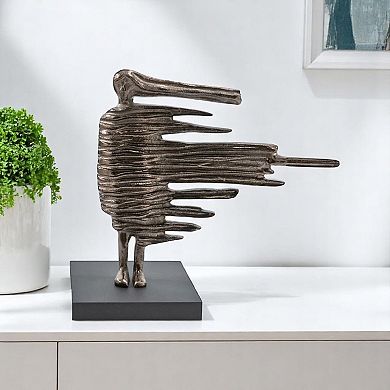 HomeRoots 12" Bronze Aluminum Blown Away Woman Tabletop Sculpture