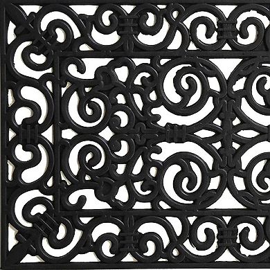 HomeRoots 18" X 30" Black Scrollwork Outdoor Rubber Door Mat