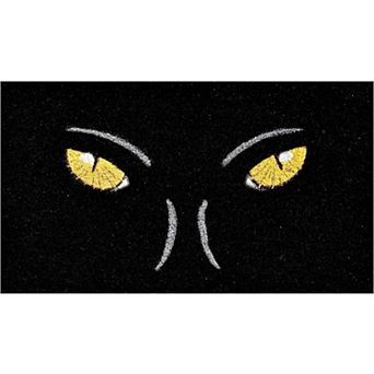 HomeRoots 17" X 29" Black And White Halloween Halloween Outdoor Coir Door Mat