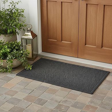 HomeRoots 36" X 59" Black Rubber Outdoor Door Mat