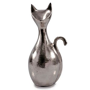 HomeRoots 11" Silver Aluminum Cat Tabletop Sculpture