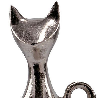 HomeRoots 11" Silver Aluminum Cat Tabletop Sculpture