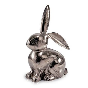 HomeRoots 9" Silver Aluminum Rabbit Tabletop Sculpture