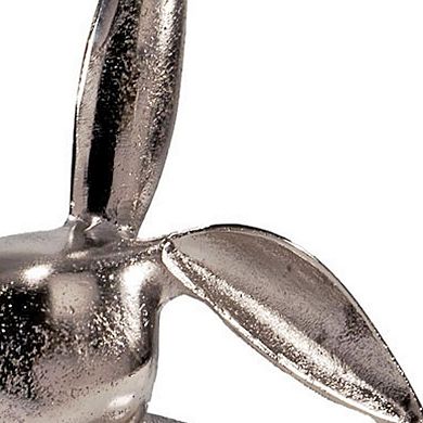 HomeRoots 9" Silver Aluminum Rabbit Tabletop Sculpture