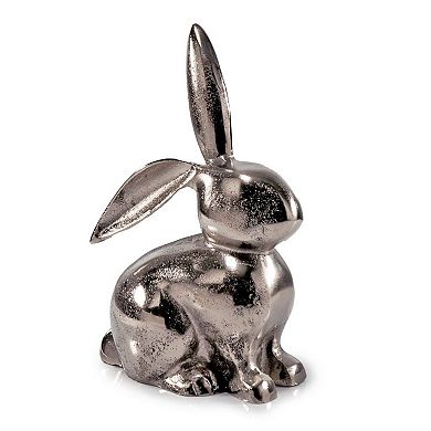 HomeRoots 9" Silver Aluminum Rabbit Tabletop Sculpture