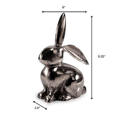 HomeRoots 9" Silver Aluminum Rabbit Tabletop Sculpture