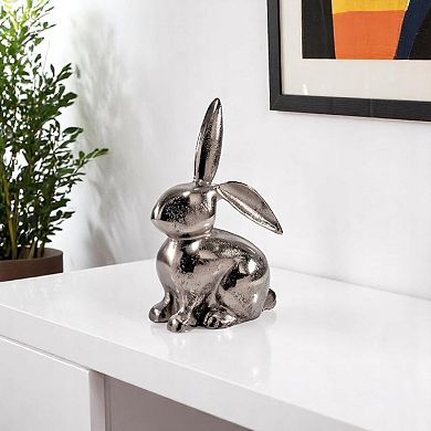 HomeRoots 9" Silver Aluminum Rabbit Tabletop Sculpture