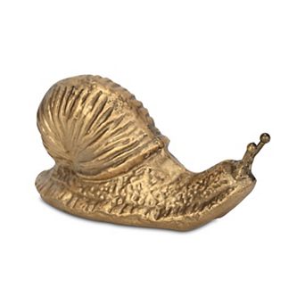 HomeRoots 3" Antiqued Gold Cast Iron Snail Figurine