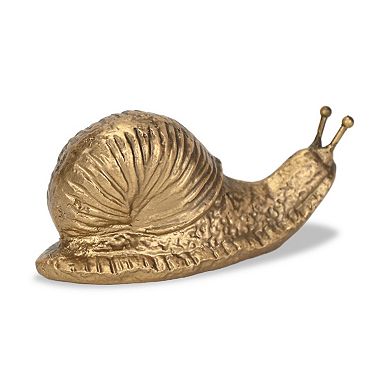 HomeRoots 3" Antiqued Gold Cast Iron Snail Figurine