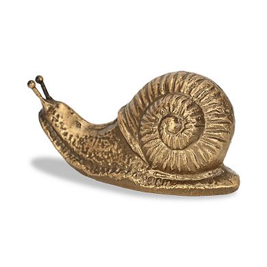 HomeRoots 3" Antiqued Gold Cast Iron Snail Figurine