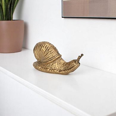 HomeRoots 3" Antiqued Gold Cast Iron Snail Figurine
