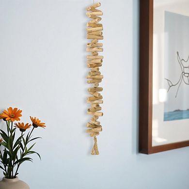 HomeRoots 40" Brown Wood Rods And Rope Decorative Tassel