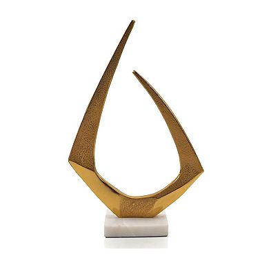 HomeRoots 17" Gold And White Aluminum And Marble Abstract Tabletop Sculpture
