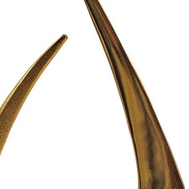 HomeRoots 17" Gold And White Aluminum And Marble Abstract Tabletop Sculpture