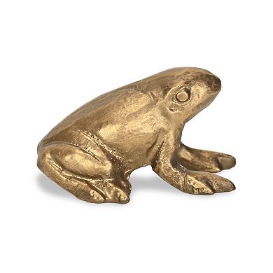HomeRoots 3" Antiqued Gold Cast Iron Frog Figurine