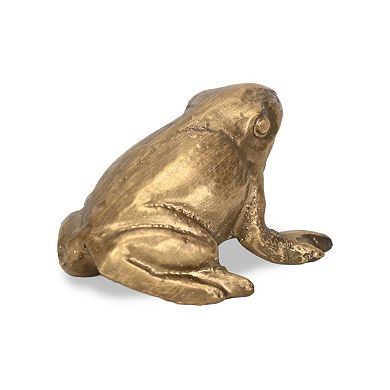 HomeRoots 3" Antiqued Gold Cast Iron Frog Figurine