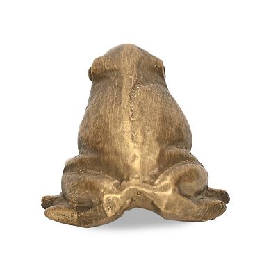 HomeRoots 3" Antiqued Gold Cast Iron Frog Figurine