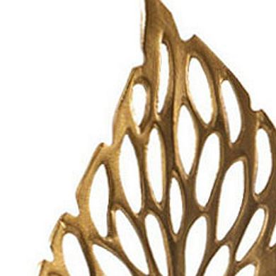 HomeRoots 28" Gold And White Aluminum And Marble Leaf Tabletop Sculpture