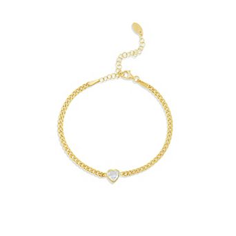 SHYMI Fancy Curb Chain Bracelet — .925 Silver, 14K Gold-Plated, CZ, 6" + 2" Ext