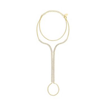 SHYMI Pavé Tennis Hand Chain — .925 Silver, 14K Gold-Plated, 6" + 2" Extender