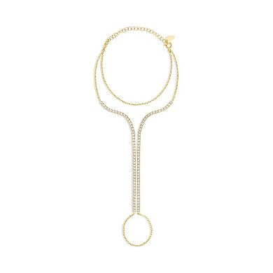 SHYMI Pavé Tennis Hand Chain — .925 Silver, 14K Gold-Plated, 6" + 2" Extender
