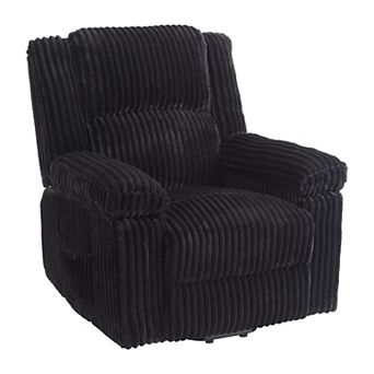 ANIXOL Manual Corduroy Recliner Chair with Pull Handle, Side Pocket and Pillow-Top Arms