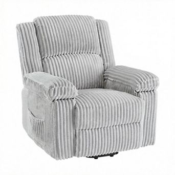 ANIXOL Manual Corduroy Recliner Chair with Pull Handle, Side Pocket and Pillow-Top Arms