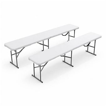 ANIXOL Portable Folding Bench Set, 2-Pack HDPE Seats with Carry Handle